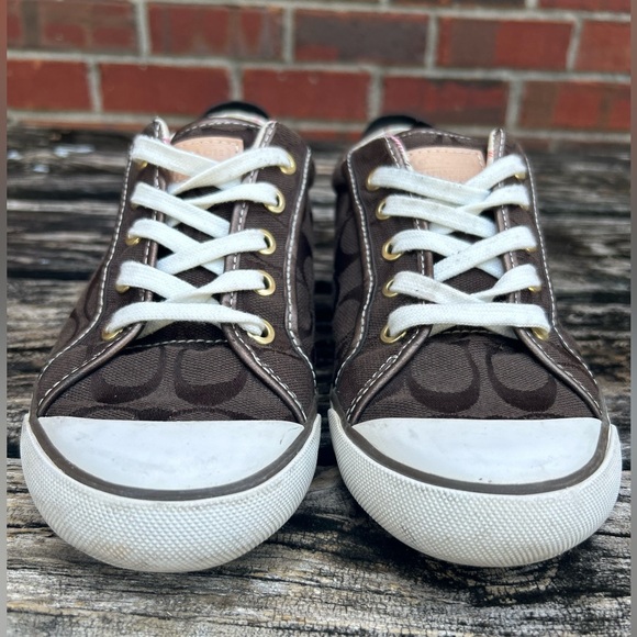 Coach Barrett Logo Brown/White Canvas Casual Fashion Sneakers Size 8.5 - Picture 13 of 13